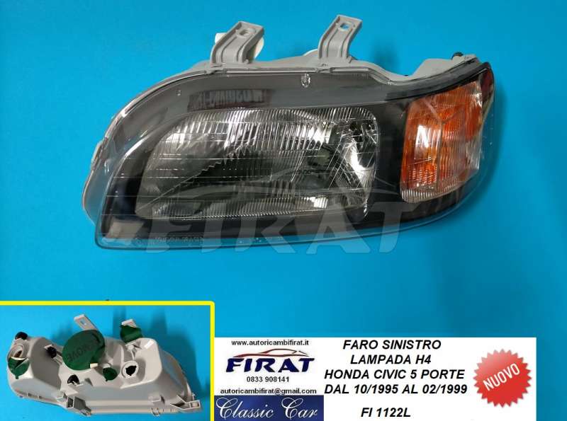 FARO HONDA CIVIC 5 PORTE 95 - 99 H4 SX (1122L)